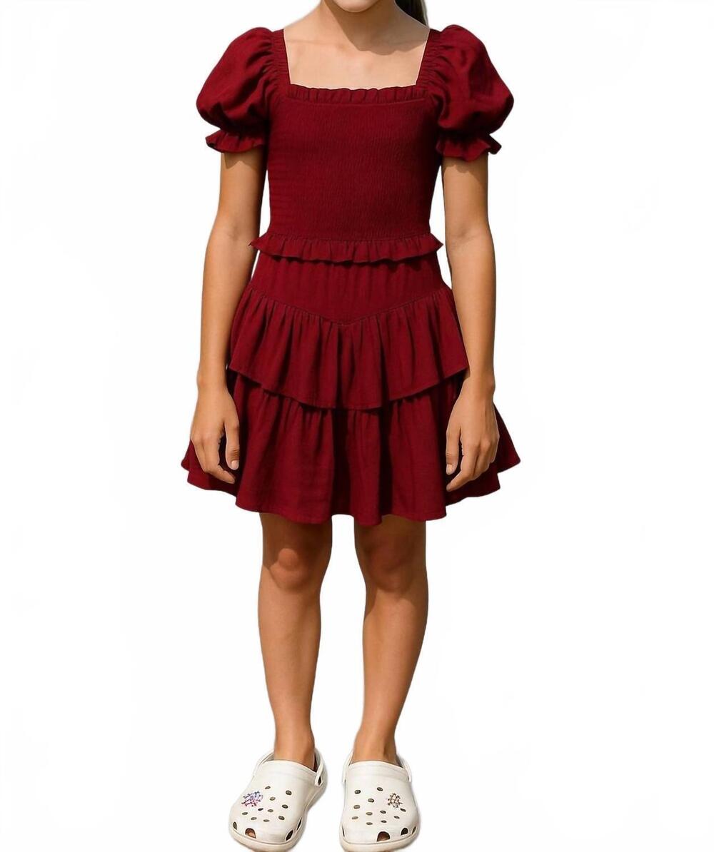 NEW KATIE J NYC girl's lainey solid dress in mulberry
